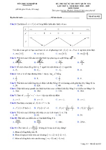 Đề thi thử kì thi THPT Quốc Gia lần thứ 1 năm 2018-2019 môn Toán - Mã đề 022 - Sở GD&ĐT Ninh Bình