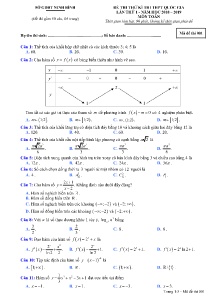 Đề thi thử kì thi THPT Quốc Gia lần thứ 1 năm 2018-2019 môn Toán - Mã đề 001 - Sở GD&ĐT Ninh Bình