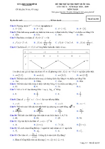 Đề thi thử kì thi THPT Quốc Gia lần thứ 1 năm 2018-2019 môn Toán - Mã đề 021 - Sở GD&ĐT Ninh Bình