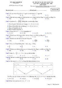 Đề thi thử kì thi THPT Quốc Gia lần thứ 1 năm 2018-2019 môn Toán - Mã đề 005 - Sở GD&ĐT Ninh Bình