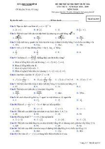 Đề thi thử kì thi THPT Quốc Gia lần thứ 1 năm 2018-2019 môn Toán - Mã đề 019 - Sở GD&ĐT Ninh Bình