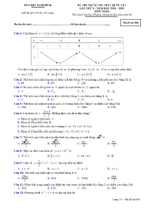 Đề thi thử kì thi THPT Quốc Gia lần thứ 1 năm 2018-2019 môn Toán - Mã đề 003 - Sở GD&ĐT Ninh Bình