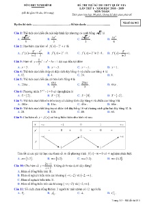 Đề thi thử kì thi THPT Quốc Gia lần thứ 1 năm 2018-2019 môn Toán - Mã đề 015 - Sở GD&ĐT Ninh Bình