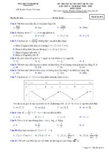 Đề thi thử kì thi THPT Quốc Gia lần thứ 1 năm 2018-2019 môn Toán - Mã đề 016 - Sở GD&ĐT Ninh Bình