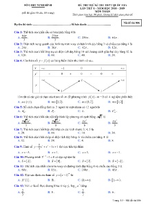 Đề thi thử kì thi THPT Quốc Gia lần thứ 1 năm 2018-2019 môn Toán - Mã đề 006 - Sở GD&ĐT Ninh Bình