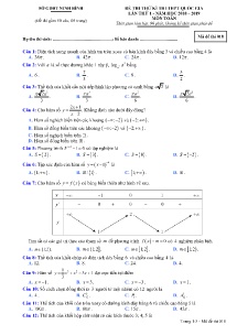 Đề thi thử kì thi THPT Quốc Gia lần thứ 1 năm 2018-2019 môn Toán - Mã đề 018 - Sở GD&ĐT Ninh Bình