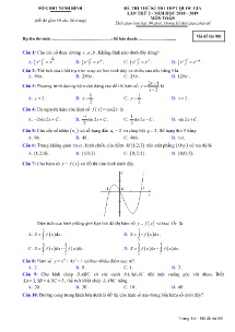 Đề thi thử kì thi THPT Quốc Gia lần thứ 2 năm 2018-2019 môn Toán - Mã đề 001 - Sở GD&ĐT Ninh Bình