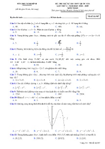 Đề thi thử kì thi THPT Quốc Gia lần thứ 2 năm 2018-2019 môn Toán - Mã đề 007 - Sở GD&ĐT Ninh Bình