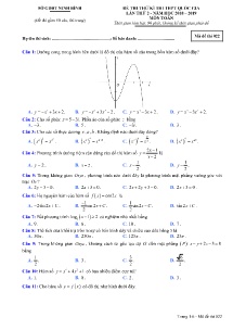Đề thi thử kì thi THPT Quốc Gia lần thứ 2 năm 2018-2019 môn Toán - Mã đề 022 - Sở GD&ĐT Ninh Bình