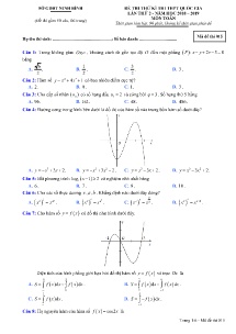 Đề thi thử kì thi THPT Quốc Gia lần thứ 2 năm 2018-2019 môn Toán - Mã đề 015 - Sở GD&ĐT Ninh Bình