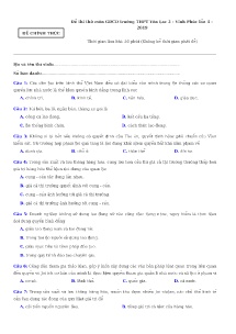 Đề thi thử môn GDCD lần 4 năm 2019 - Trường THPT Yên Lạc 2 (Có đáp án)