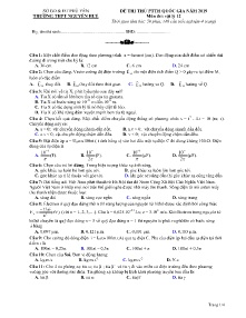 Đề thi thử PTTH Quốc Gia năm 2019 môn Vật Lý Lớp 12 - Trường THPT Nguyễn Huệ (Có đáp án)