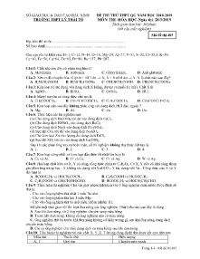 Đề thi thử THPT QG năm học 2018-2019 môn Hóa Học - Mã đề 485 - Trường THPT Lý Thái Tổ