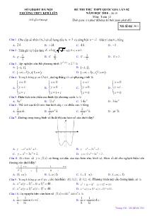 Đề thi thử THPT Quốc Gia lần 02 năm học 2018-2019 môn Toán Lớp 12 - Mã đề 201 - Trường THPT Kim Liên (Có đáp án)