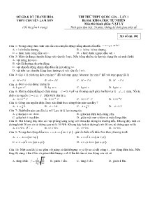 Đề thi thử THPT Quốc Gia lần 1 môn Vật Lý - Mã đề 001 - Trường THPT Chuyên Lam Sơn (Có đáp án)