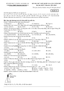 Đề thi thử THPT Quốc Gia lần 1 năm 2019 môn Hóa Học - Mã đề 132 - Trường THPT Thanh Chương 1 (Có đáp án)