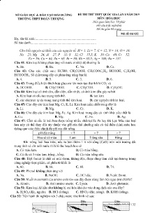 Đề thi thử THPT Quốc Gia lần 1 năm 2019 môn Hóa Học - Mã đề 132 - THPT Đoàn Thượng (Có đáp án)