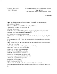 Đề thi thử THPT Quốc Gia lần 1 năm 2019 môn Lịch Sử - Mã đề 209 - THPT Yên Lạc 2 (Có đáp án)