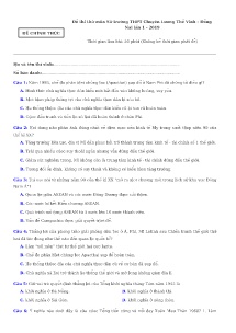 Đề thi thử THPT Quốc Gia lần 1 năm 2019 môn Lịch Sử - Trường Chuyên Lương Thế Vinh Đồng Nai (Có đáp án)