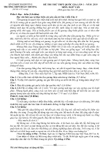 Đề thi thử THPT Quốc Gia lần 1 năm 2019 môn Ngữ Văn - Trường THPT Đoàn Thượng (Có hướng dẫn)