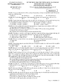 Đề thi thử THPT Quốc Gia lần 1 năm 2019 môn Sinh Học Lớp 125 - Mã đề - Trường THPT Ngô Quyền