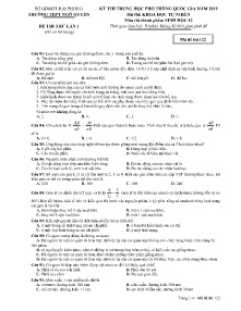 Đề thi thử THPT Quốc Gia lần 1 năm 2019 môn Sinh Học Lớp 12 - Mã đề 122 - Trường THPT Ngô Quyền