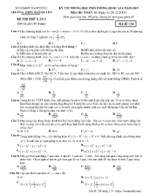 Đề thi thử THPT Quốc Gia Lần 1 năm 2019 môn Toán Lớp 11 - Mã đề 134 - Trường THPT Ngô Quyền (Có đáp án)