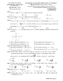 Đề thi thử THPT Quốc Gia lần 1 năm 2019 môn Toán Lớp 12 - Mã đề 315 - Trường THPT Ngô Quyền
