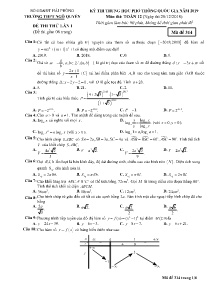 Đề thi thử THPT Quốc Gia lần 1 năm 2019 môn Toán Lớp 12 - Mã đề 314 - Trường THPT Ngô Quyền