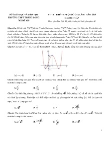 Đề thi thử THPT Quốc Gia Lần 1 năm 2019 môn Toán - Mã đề 625 - Trường THPT Thăng Long (Có lời giải)