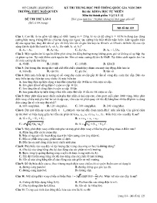 Đề thi thử THPT Quốc Gia lần 1 năm 2019 môn Vật Lý Lớp 12 - Mã đề 125 - Trường THPT Ngô Quyền
