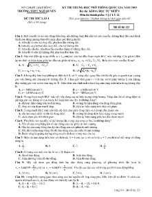 Đề thi thử THPT Quốc Gia lần 1 năm 2019 môn Vật Lý Lớp 12 - Mã đề 123 - Trường THPT Ngô Quyền