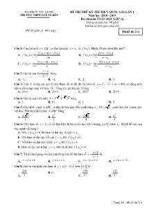Đề thi thử THPT Quốc Gia lần 1 năm học 2018-2019 môn Toán Lớp 12 - Mã đề 214 - Trường THPT Ngô Sĩ Liên (Có đáp án)
