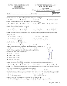 Đề thi thử THPT Quốc Gia lần 1 năm học 2018-2019 môn Toán - Mã đề 101 - Trường THPT Chuyên Bắc Ninh (Có đáp án)