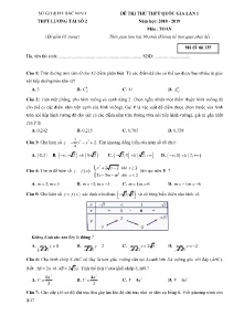 Đề thi thử THPT Quốc Gia Lần 1 năm học 2018-2019 môn Toán - Mã đề 135 - Trường THPT Lương Tài Số 2 (Có lời giải)