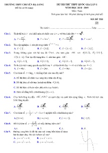 Đề thi thử THPT Quốc Gia lần 1 năm học 2018-2019 môn Toán - Mã đề 121 - Trường THPT Chuyên Hạ Long (Có đáp án)