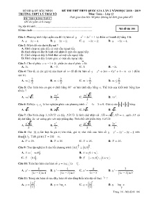 Đề thi thử THPT Quốc Gia Lần 2 năm 2018-2019 môn Toán Lớp 12 - Mã đề 106 - Trường THPT Lý Thái Tổ