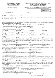 Đề thi thử THPT Quốc Gia lần 2 năm 2019 môn Hóa Học - Mã đề 201 - Liên Trường THPT Nghệ An (Có đáp án)