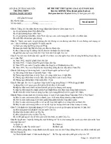 Đề thi thử THPT Quốc Gia Lần 2 năm 2019 môn Lịch Sử - Mã đề 005 - Trường THPT Lương Ngọc Quyến