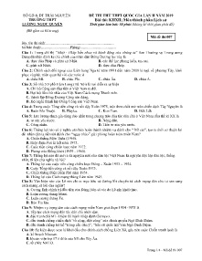 Đề thi thử THPT Quốc Gia Lần 2 năm 2019 môn Lịch Sử - Mã đề 007 - Trường THPT Lương Ngọc Quyến
