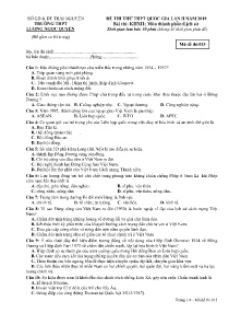 Đề thi thử THPT Quốc Gia Lần 2 năm 2019 môn Lịch Sử - Mã đề 015 - Trường THPT Lương Ngọc Quyến
