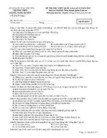 Đề thi thử THPT Quốc Gia Lần 2 năm 2019 môn Lịch Sử - Mã đề 017 - Trường THPT Lương Ngọc Quyến