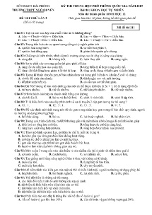 Đề thi thử THPT Quốc Gia lần 2 năm 2019 môn Sinh Học - Mã đề 111 - Trường THPT Ngô Quyền (Có đáp án)