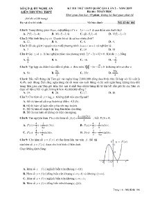 Đề thi thử THPT Quốc Gia lần 2 năm 2019 môn Toán Học - Mã đề 106 - Liên Trường THPT Nghệ An