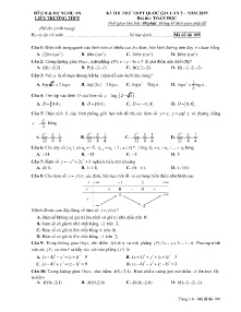 Đề thi thử THPT Quốc Gia lần 2 năm 2019 môn Toán Học - Mã đề 109 - Liên Trường THPT Nghệ An