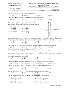 Đề thi thử THPT Quốc Gia lần 2 năm 2019 môn Toán Học - Mã đề 102 - Liên Trường THPT Nghệ An