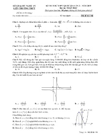 Đề thi thử THPT Quốc Gia lần 2 năm 2019 môn Toán Học - Mã đề 108 - Liên Trường THPT Nghệ An