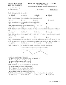 Đề thi thử THPT Quốc Gia lần 2 năm 2019 môn Toán Học - Mã đề 118 - Liên Trường THPT Nghệ An