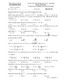 Đề thi thử THPT Quốc Gia lần 2 năm 2019 môn Toán Học - Mã đề 119 - Liên Trường THPT Nghệ An