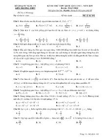 Đề thi thử THPT Quốc Gia lần 2 năm 2019 môn Toán Học - Mã đề 101 - Liên Trường THPT Nghệ An